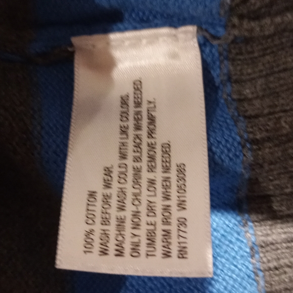 Boys Blue/Gray Striped Cotton Sweater - Picture 6 of 6